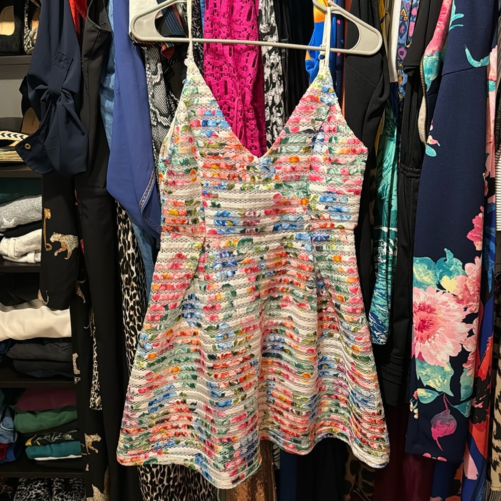 Beautiful floral, spring dress, textured pattern